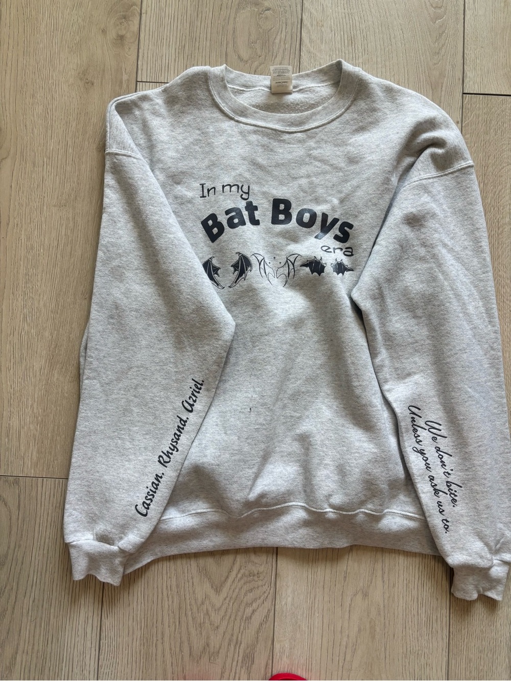 Gray "Bat Boys" Graphic Crewneck Sweatshirt